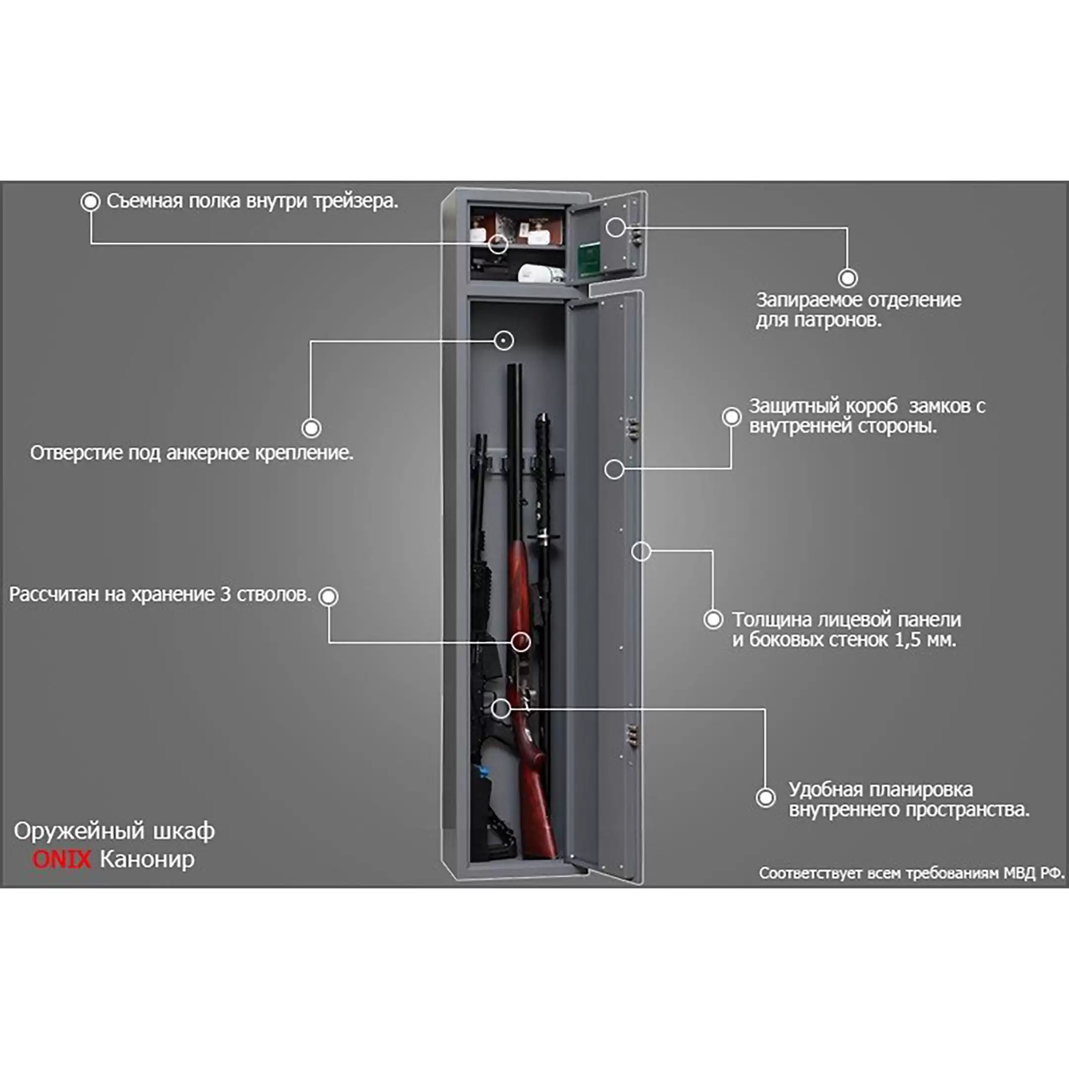 Шкаф оружейный ONIX Канонир